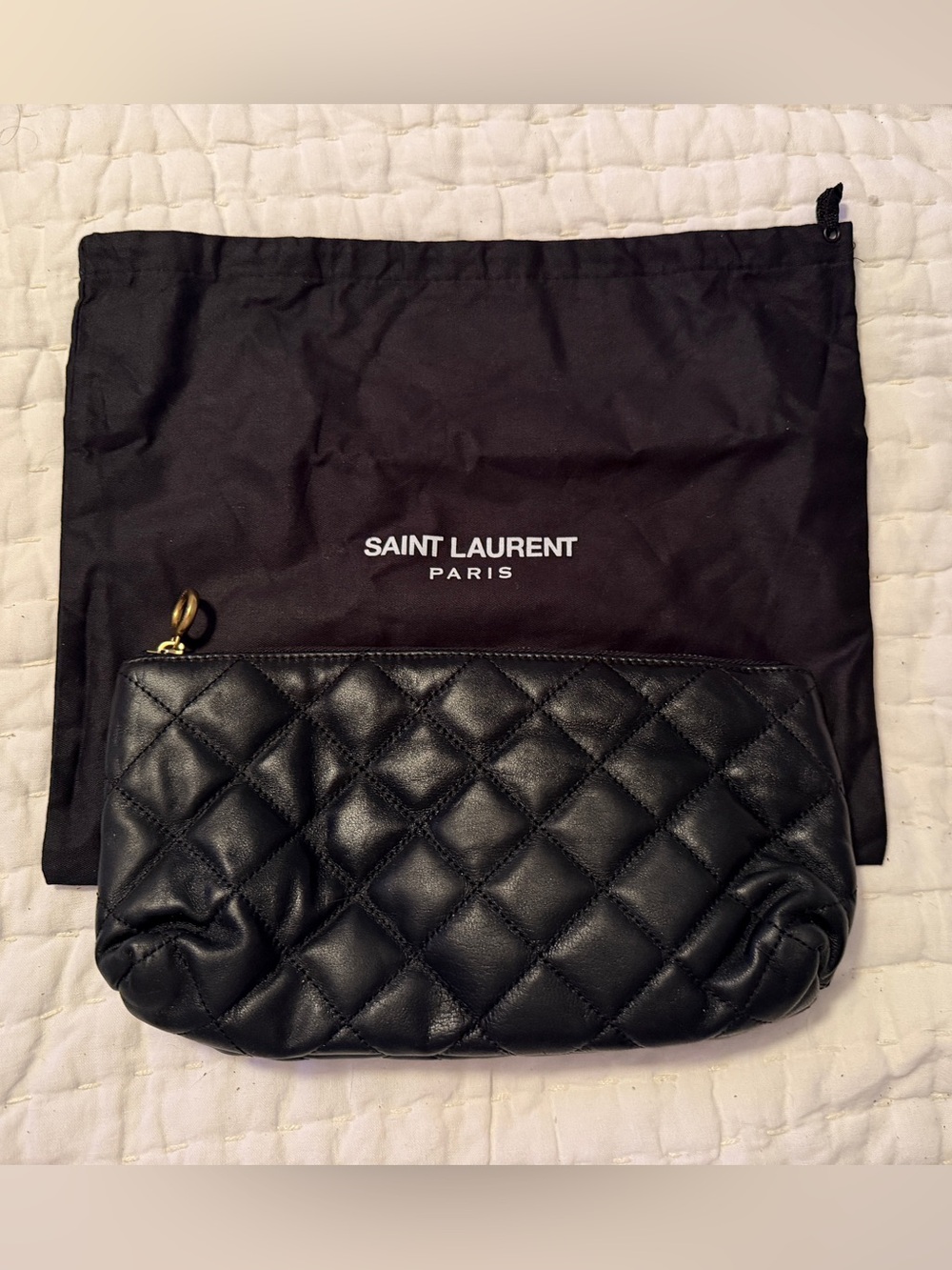 Saint Laurent Black Quilted Lambskin Icare Small Clutch